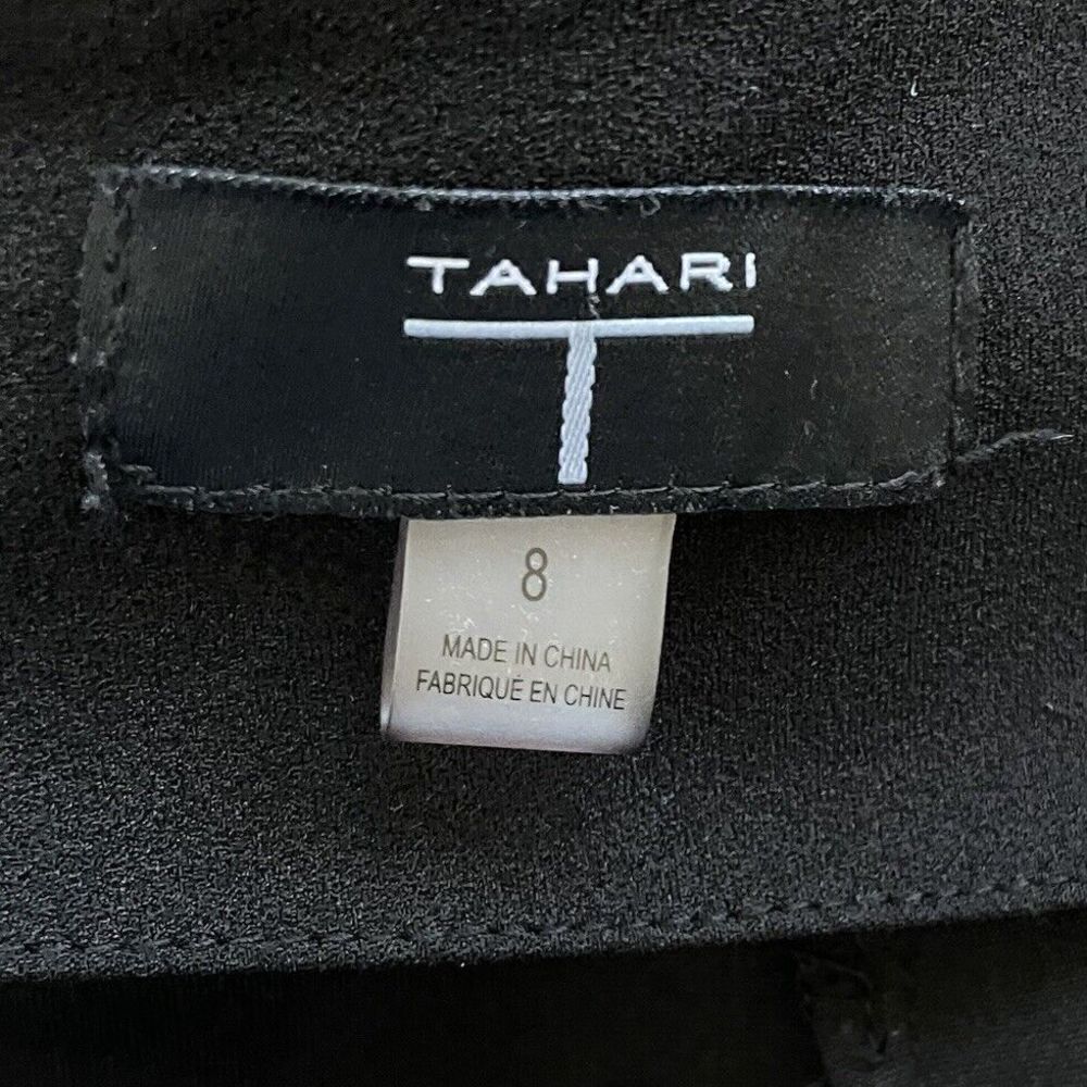 TAHARI Dress Pants Womens 8 Solid Black Flat Front Wide Straight Leg Stretch - Picture 6 of 8